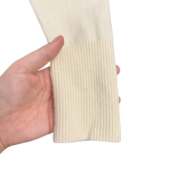 Tory Burch Cashmere Ruffle Trim Half-Zip Pullover Women’s Sweater New Ivory L - Picture 4 of 7